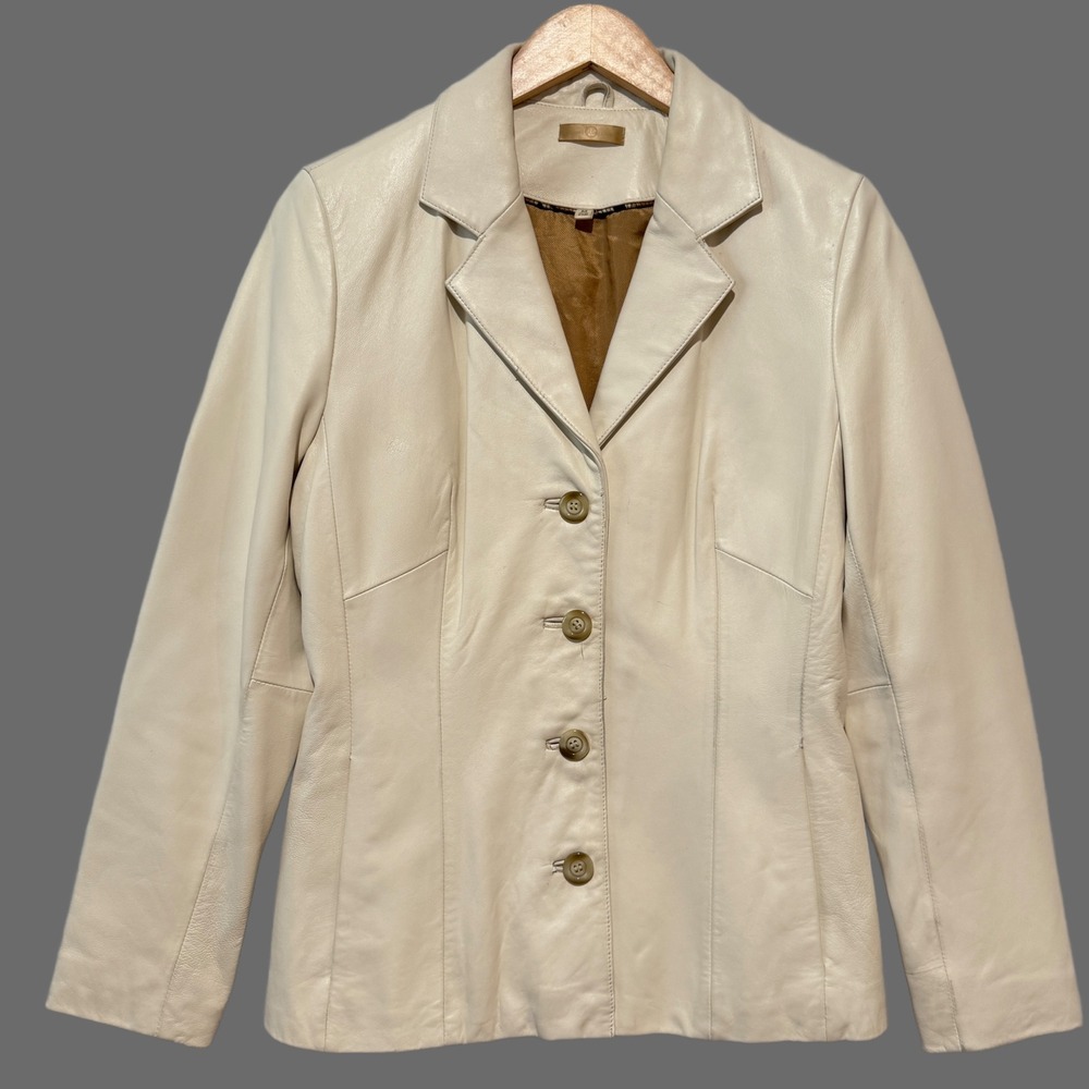 Wilson's‎ Leather Women's Beige Genuine Leather Blazer Jacket Size Medium